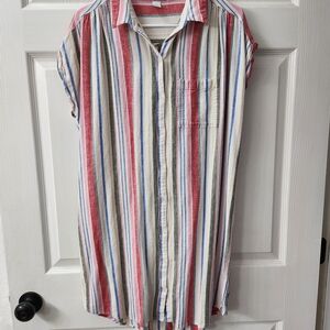 Striped Button-Up  Shirt Dress
